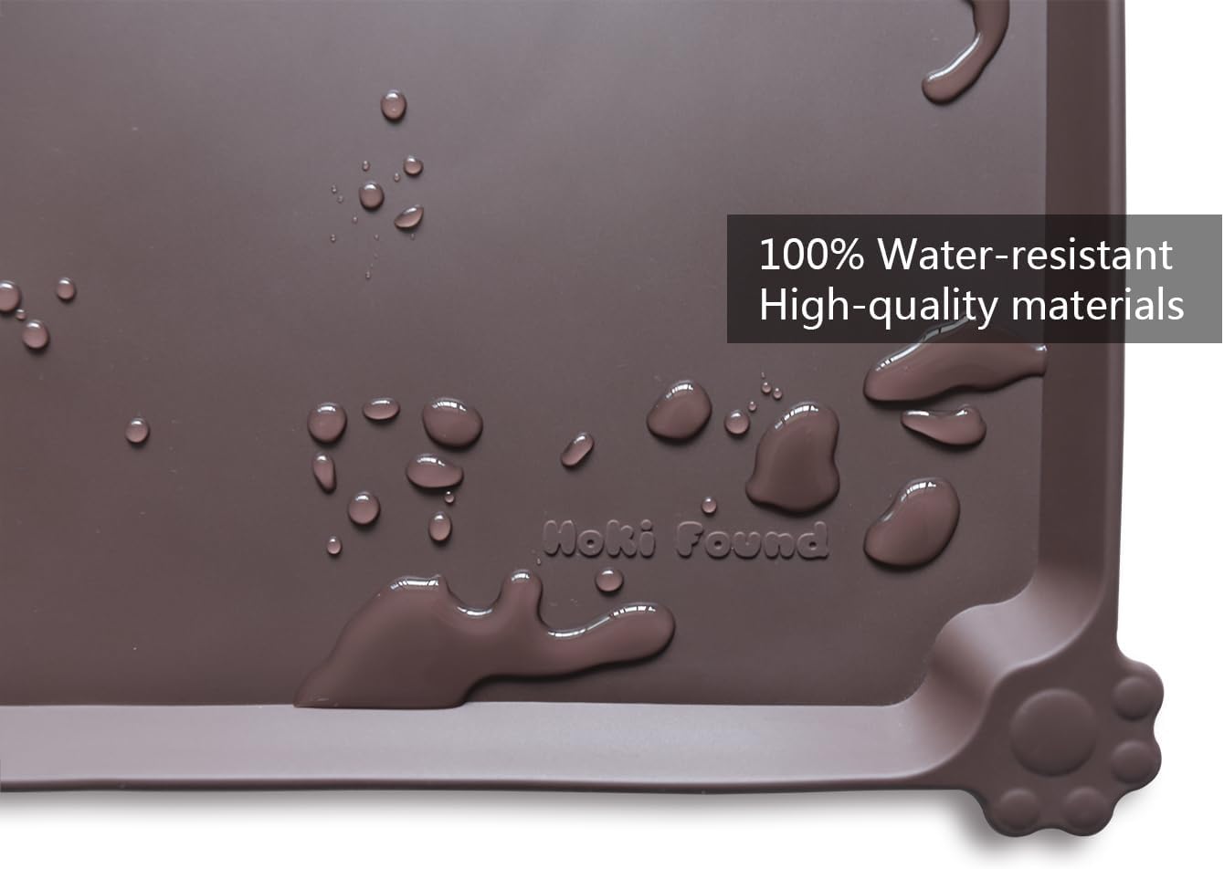 Hoki Found Silicone Pet Food Mats Tray - High-Lips Pet Dog Cat Bowl Mats - Pet Feeding Mat - Waterproof Dog Cat Food Mats -Pet Water Mats for Floors - Dark Oak