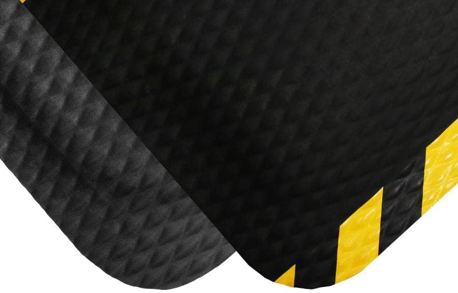 American Floor Mats Hog Heaven 5/8 inch Black & Yellow Border 3' x 6' Nitrile Backed Anti-Fatigue Comfort Mat