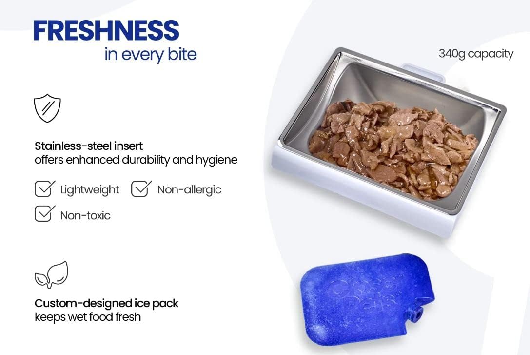 Closer Pets Stainless Steel Insert and Ice Pack - Compatible with The MiBowl Automatic Microchip Pet Feeder