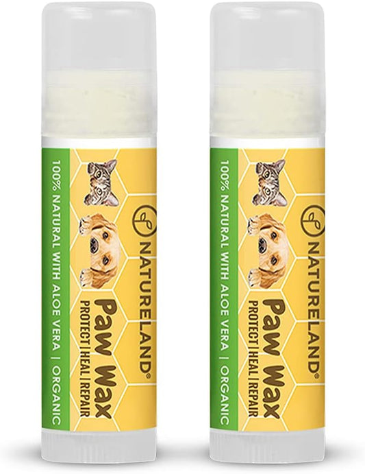 [8 OZ/0.18 OZ/0.36 OZ] Natureland Organic Paw Wax for Dogs and Cats, Natural Outdoor Protection to Heal, Repair, and Protect Dry, Chapped, or Rough Pads, Helps Protects Paws on Snow, Sand, or Dirt