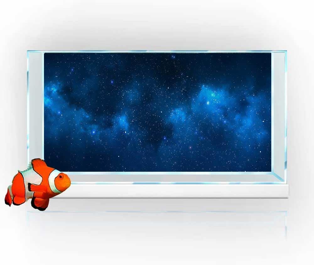 24X16IN Starry Aquarium Background, Art Starry Fish Tank Decorations Background, with 8 EVA Double-Sided Tape