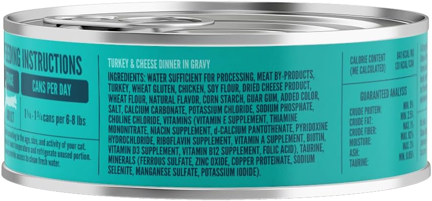 A Strong Heart Canned Wet Cat Food, Turkey & Cheese Dinner in Gravy - 5.5 oz Cans (Pack of 24), Made in The USA with Real Turkey