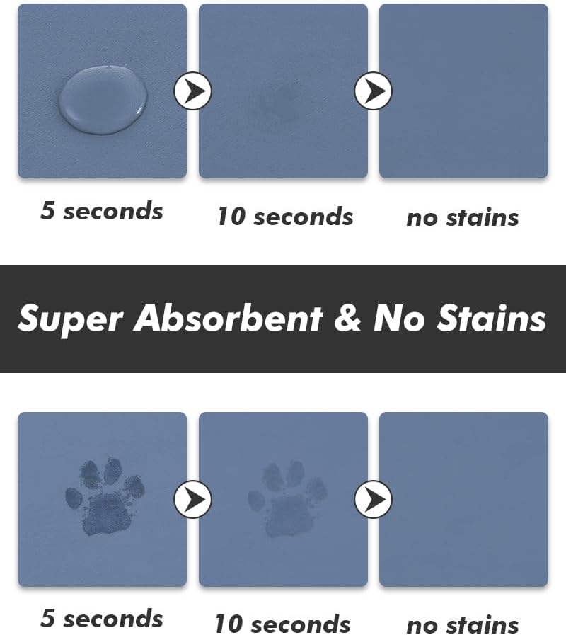 Absorbent Dog Food Mat-Dog Cat Mat for Food and Water Bowl, Quick Dry Pet Food Mat, No Stains Pet Feeding Pad, Cat Accessories Pet Supplies Mat for Messy Drinkers