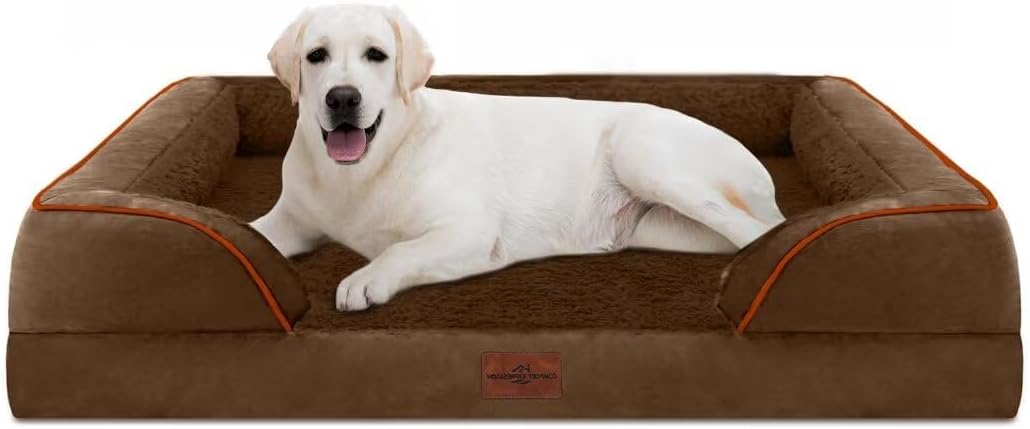 Comfort Expression Orthopedic Jumbo Dog Bed for Extra Large Dogs, Large Breed Waterproof Dog Bed, PV Washable Dogs Sofa Beds with Removable Cover & Non-Slip Bottom(Jumbo,Chocolate Brown)