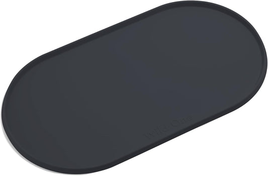 Wild One - Dog & Cat Placemat for Food & Water - Silicone, Non-Slip, Non-Toxic - Great for Travel - Standard (Black)