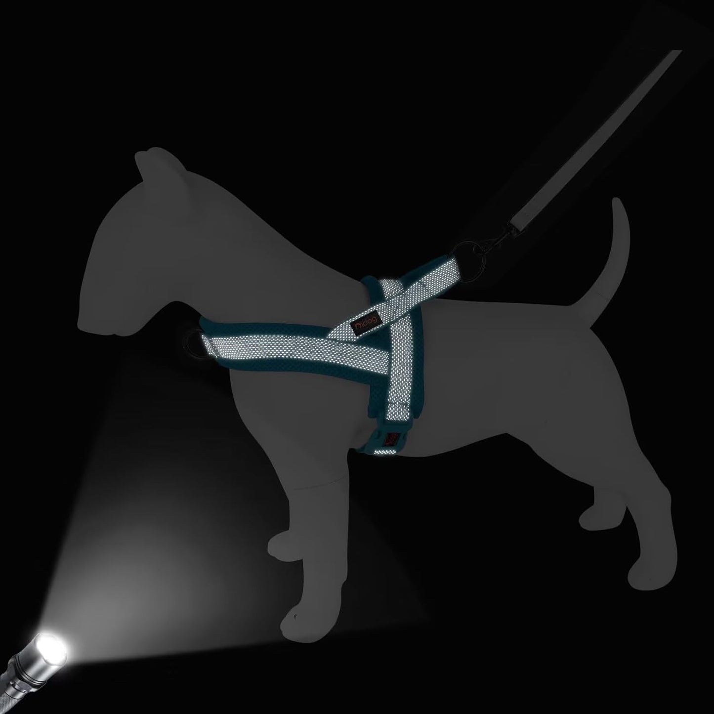 Didog No Pull Dog Harness with Breathable Mesh Padded, Full Reflective & Quick Fit Adjustable Vest Harness, Easy for Training Walking for Small & Medium and Large Dogs (Blue, L:Chest 26-32")