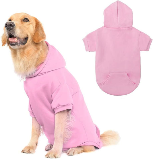 KOOLTAIL Basic Dog Hoodie - Soft and Warm Dog Hoodie Sweater with Leash Hole and Pocket, Dog Winter Coat, Cold Weather Clothes Sweatshirt for Small Medium Large Dogs Puppy Cat Boys Girls Pink XL/XXL