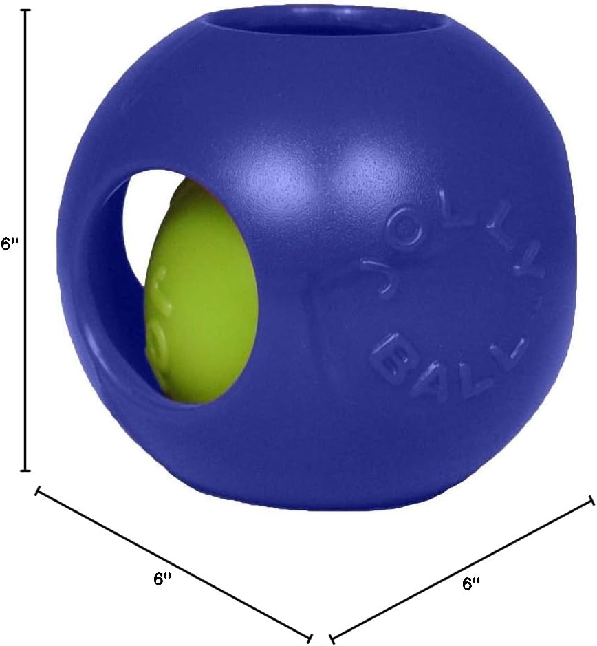 Jolly Pets Teaser Ball Dog Toy, Medium/6 Inches, Blue, 6-Inch Teaser Ball, Blue