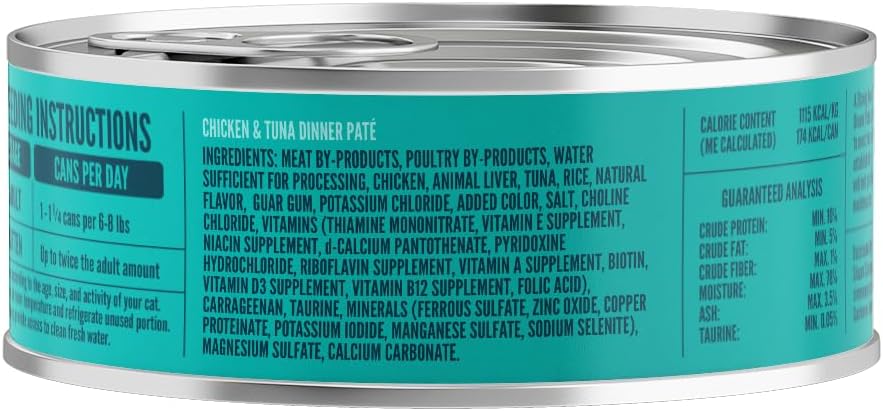 A Strong Heart Canned Wet Cat Food, Chicken & Tuna Dinner Paté - 5.5 oz Cans (Pack of 24), Made in The USA with Real Chicken & Tuna
