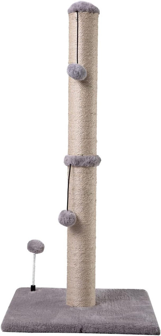 MECOOL 34“ Tall Cat Scratching Post Premium Basics Kitten Scratcher Sisal Scratch Posts Trees with Hanging Ball for Indoor Cats, Gray
