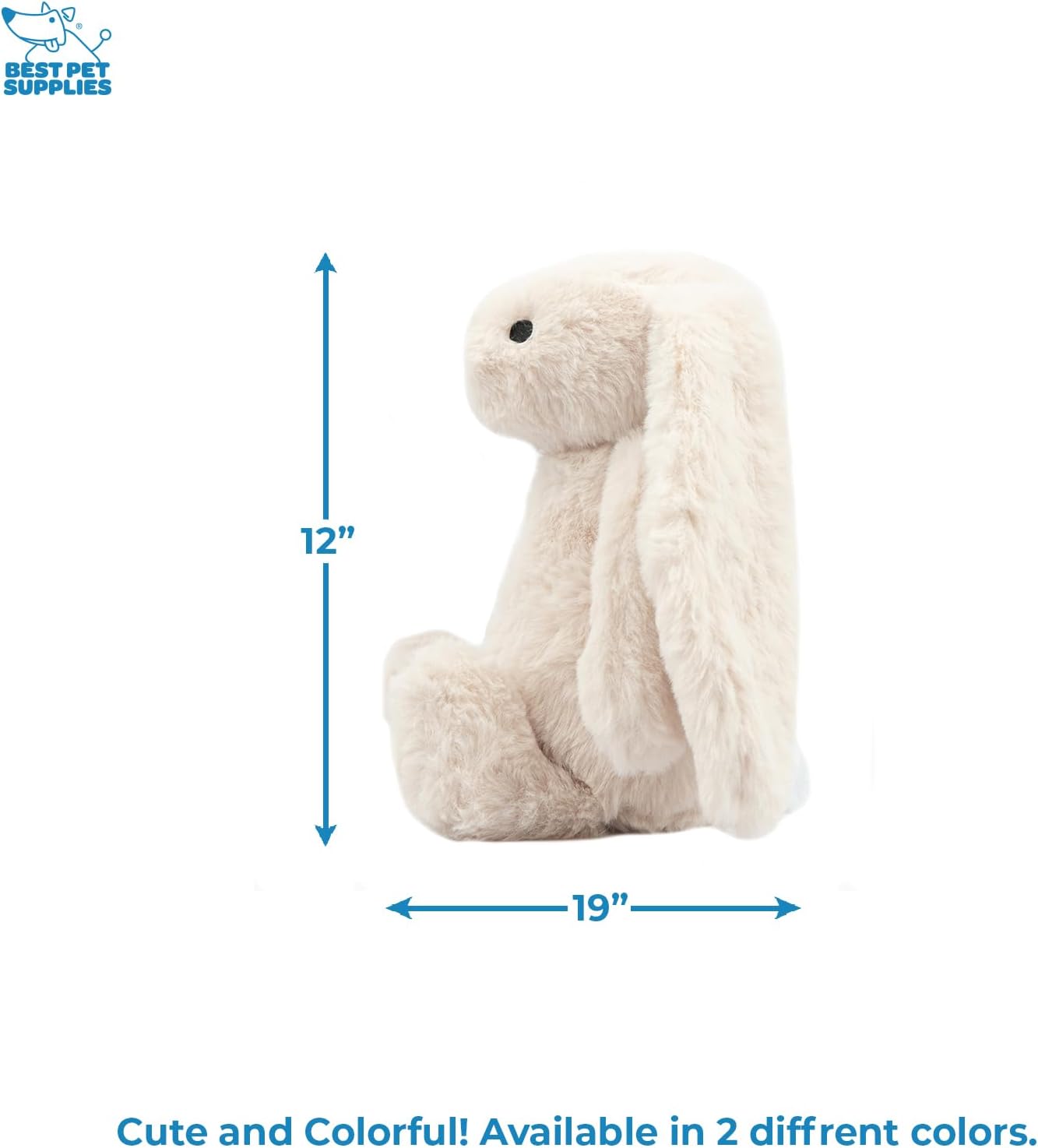 Best Pet Supplies Interactive Squeaky Dog Chew Toy, Ideal Dog Toys for Chewers, Small, Medium & Large Dogs, and Fetch Lovers - Bunny (Beige), Large