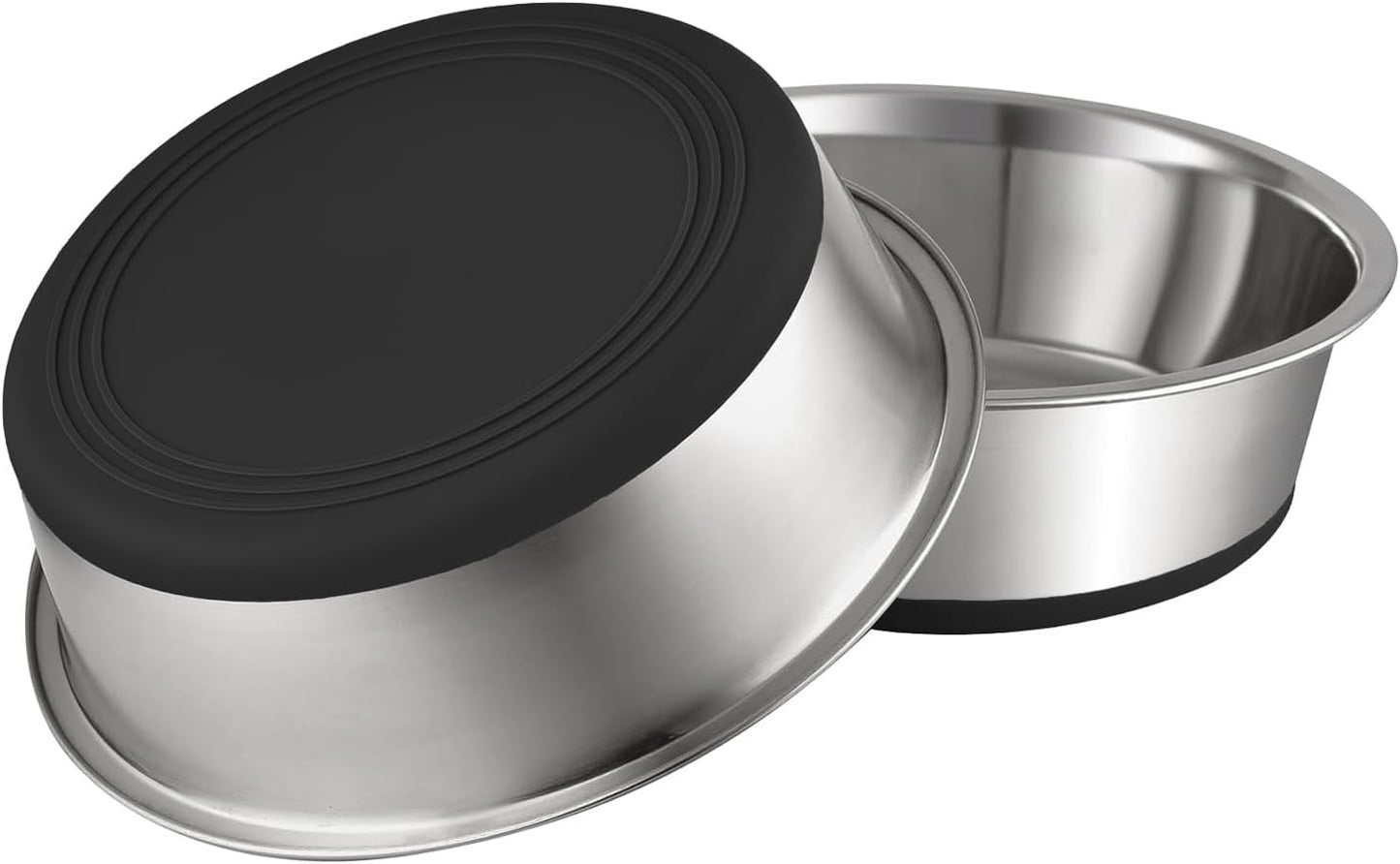 YINGFAN Stainless Steel Dog Bowls Set of 2, Metal Dog Bowls with Non-Slip Rubber Base, Durable Food and Water Bowl for Medium, Large Dogs, Holds 7 Cups, BPA-Free, Dishwasher Safe (Black)