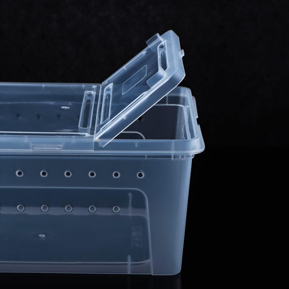 2 Pack Reptile Box Escape-Proof Breeding House Portable Reptile Terrarium Habitat for Reptile Crickets Snails Hermit Crabs Baby Tortoise Snakes Tarantulas Geckos Frogs Lizards (S and L)
