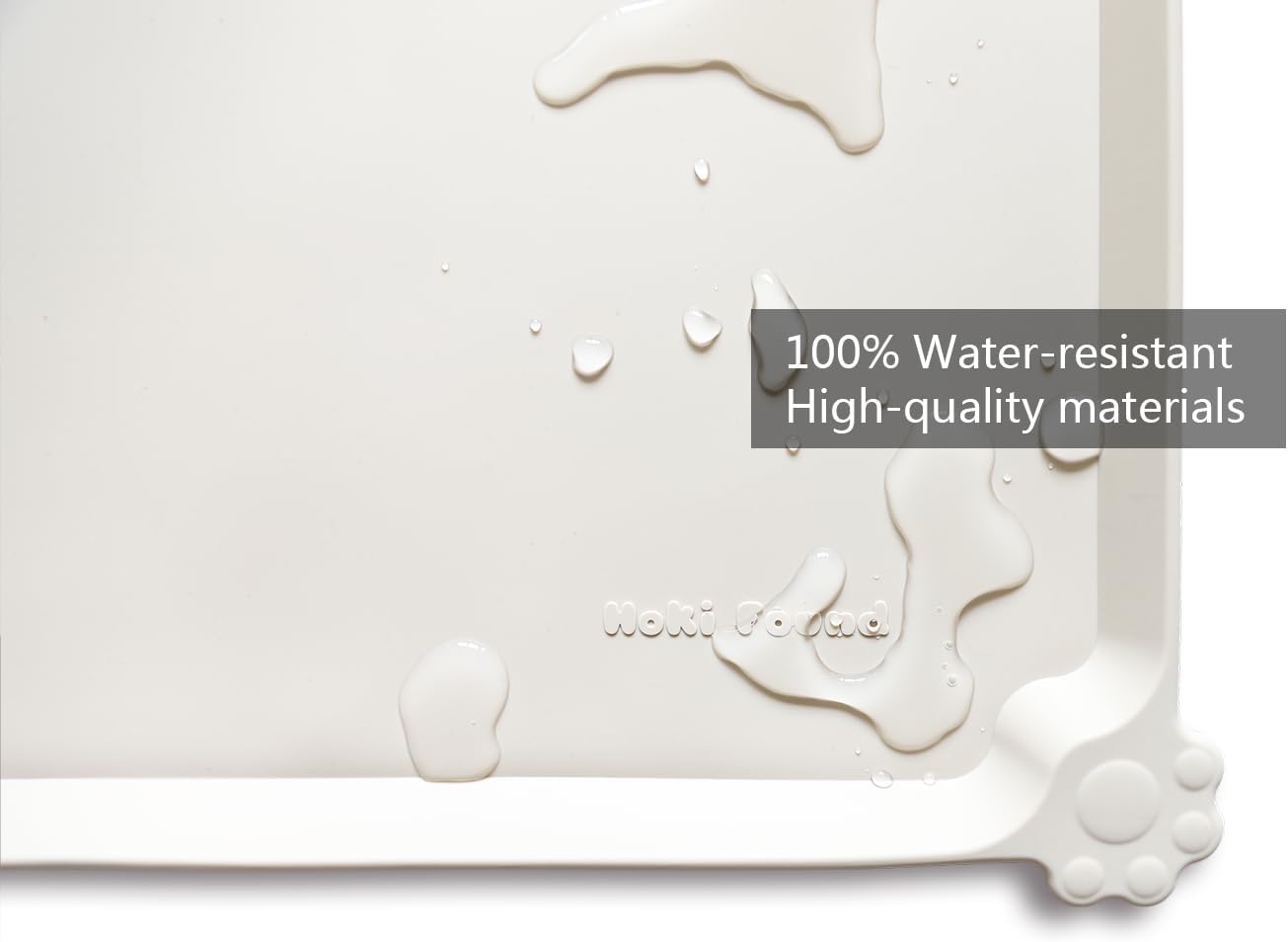 Hoki Found X-Large Silicone Non Slip Pet Food Mats - Tray for Dogs, Cats - Waterproof, Suitable for Carpet - Cream Brown