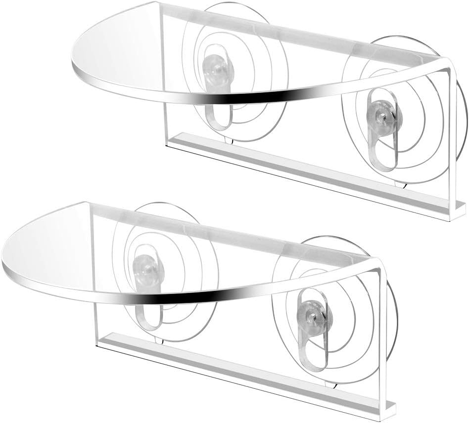 2Pack Aquarium Shelf,Transparent Acrylic Ledge Plants Holder for Substrate and Live Plants,with Strong Suction Cups for Fish Tank Multi-layer Decorations