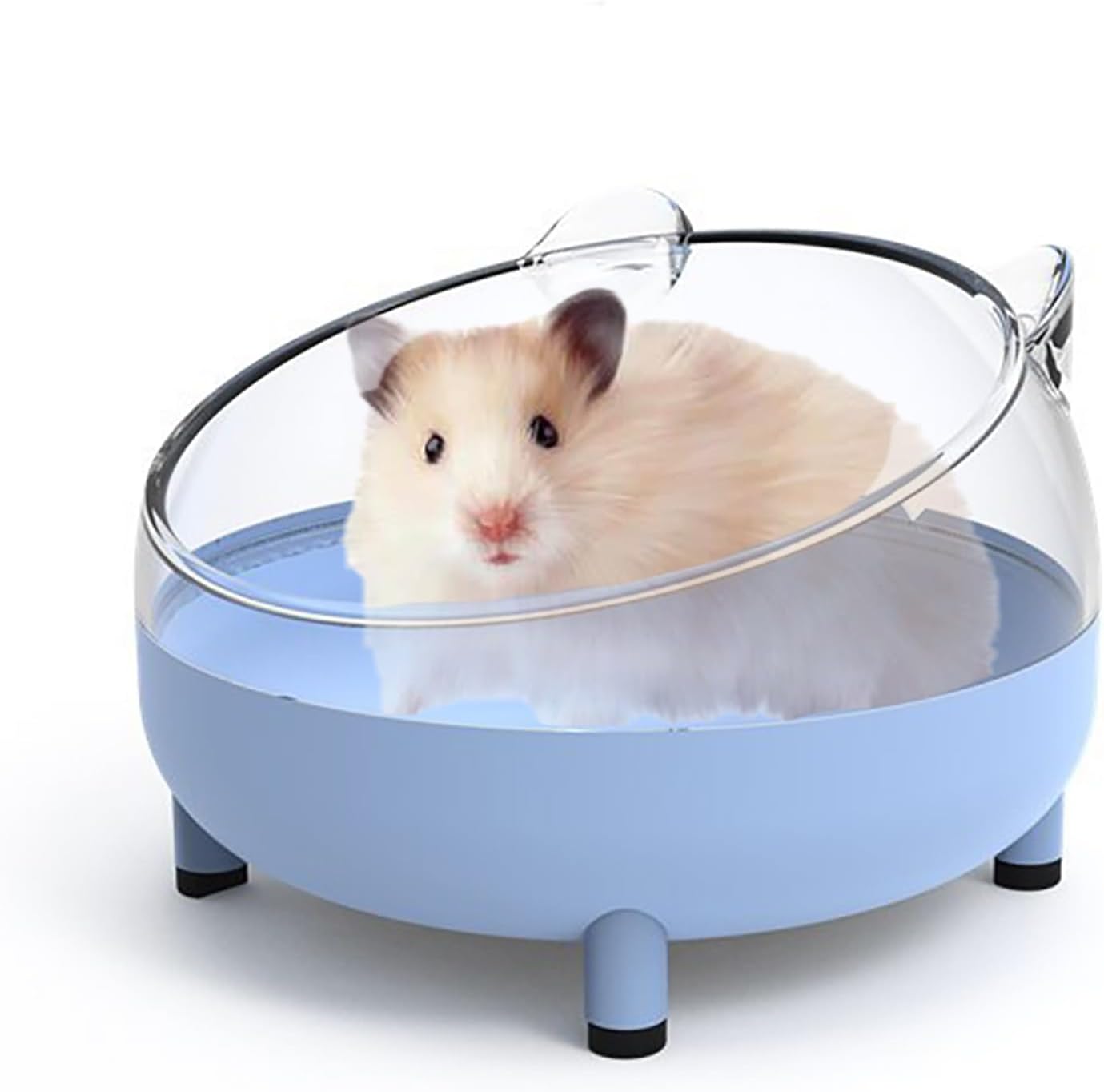 Meow&Woof Hamster Sand Bath Container, Large Sandbox Toilet Gerbil Batheoom, Tiny Chinchilla Dust Bathtub Sand Bath Box for Hamster Cage Accessories 6.5 Inch - Blue