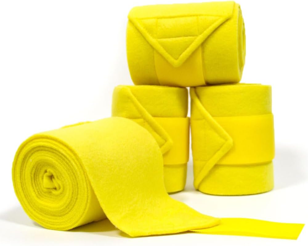 Horse Polo Leg Wraps Soft Fleece Wraps Equestrian Leg Bandage 4-Pack (Cob(8.2ft), Yellow)