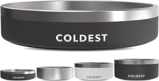 Coldest Dog Bowl - Anti Rust Metal, Non Slip, 3 Layers Insulated Stainless Steel Dog Bowls - Spill Proof & Heavy Duty - Water Bowl for Dogs, Cats & Pets, Dish Washer Safe (21 oz, Stealth Black)