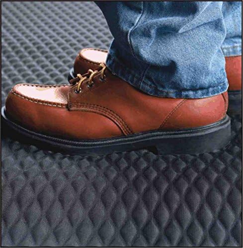 American Floor Mats Hog Heaven 5/8 inch Black & Yellow Border 3' x 6' Nitrile Backed Anti-Fatigue Comfort Mat