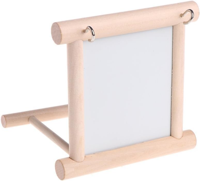 Hypeety Bird Parrot Mirror Toy Swing Hanging with Perch for Parrot Parakeet Budgies Cockatiel Conure Finch Lovebird (D)