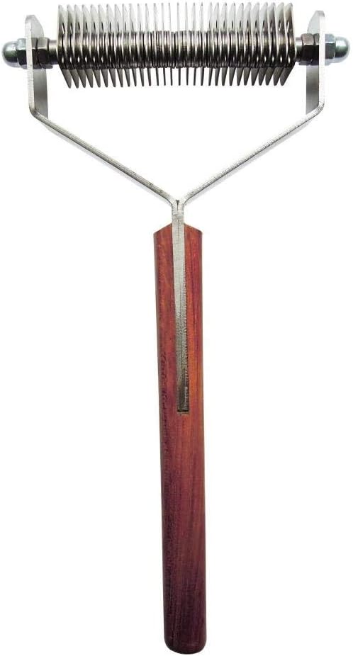 Mars Coat King Double Wide Dematting Undercoat Grooming Rake Stripper Tool for Dogs and Cats, Stainless Steel with Wooden Handle for Thick Coats, 30-Blade Stripper for Groomers, Pet Owners
