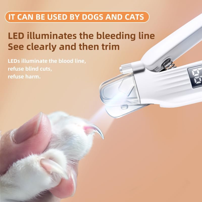 2-in-1 Dog Nail Clippers & Cat Nail Clippers Trimmers for Large Medium Small Dogs Cats Claw Trimmer Very Quiet and Low Vibration Electric Dog Nail Grinder with 2 LED Lights Pet Nail File Safe Painless
