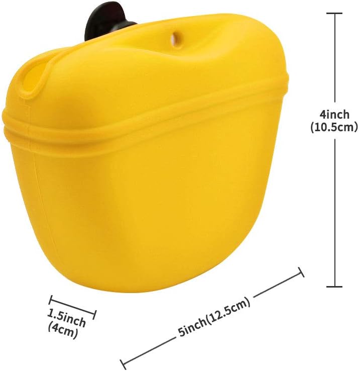 AUDWUD Silicone Dog Treat Pouch,Clip on Portable Training Container,Convenient Magnetic Buckle Closing and Waist Clip,No BPA