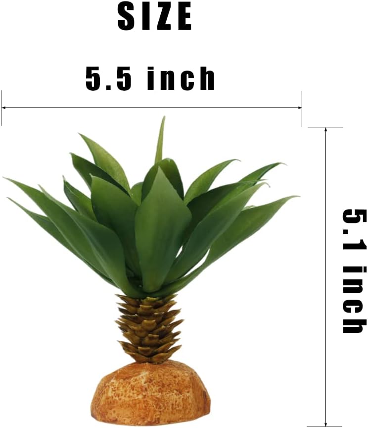 Faux Agave Plant, Reptile Decor for Terrarium, Crested Gecko Tank Accessories fit Leopard Gecko Bearded Dragon Lizard Chameleon Snake Tortoise