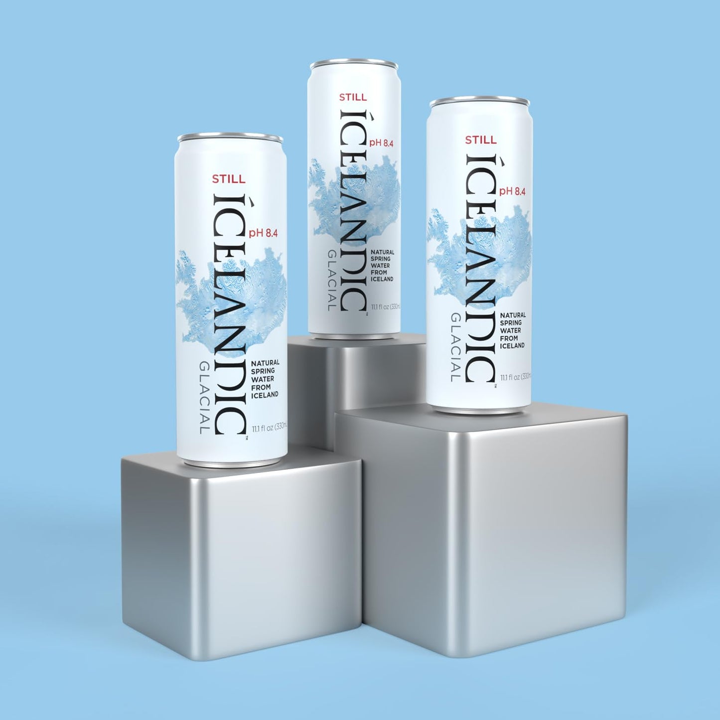 Icelandic Glacial Natural Spring Alkaline Water, 330 ml / 11.1 Fl Oz Cans (Pack of 10)