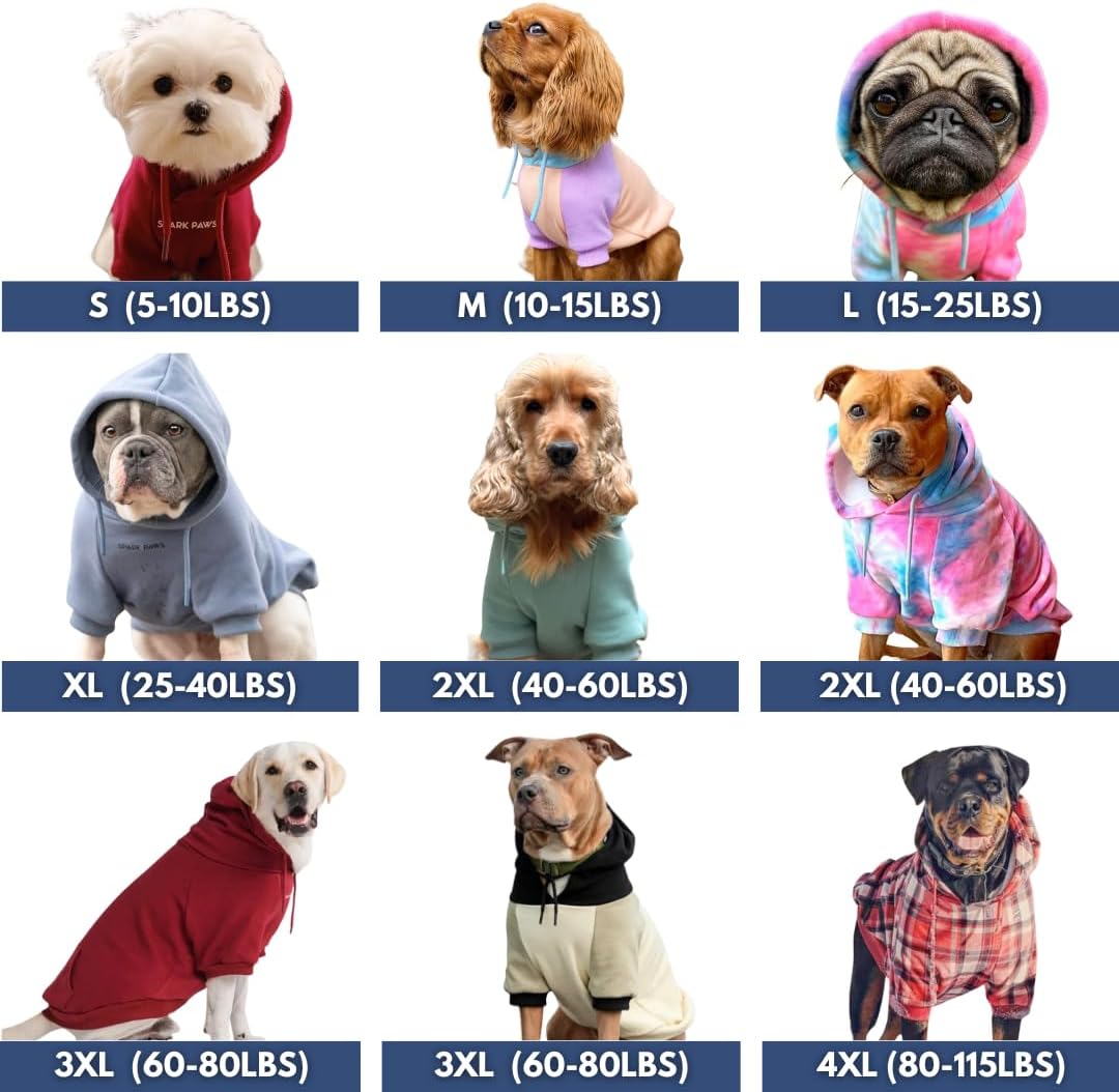 Spark Paws Dog Hoodie – Premium Dog Sweater for Small, Medium, and Large Dogs | Warm Outfits for French Bulldogs, Pitbull, Puppy, Winter Jacket Alternative - 90s Retro Sky Dye - 4XL