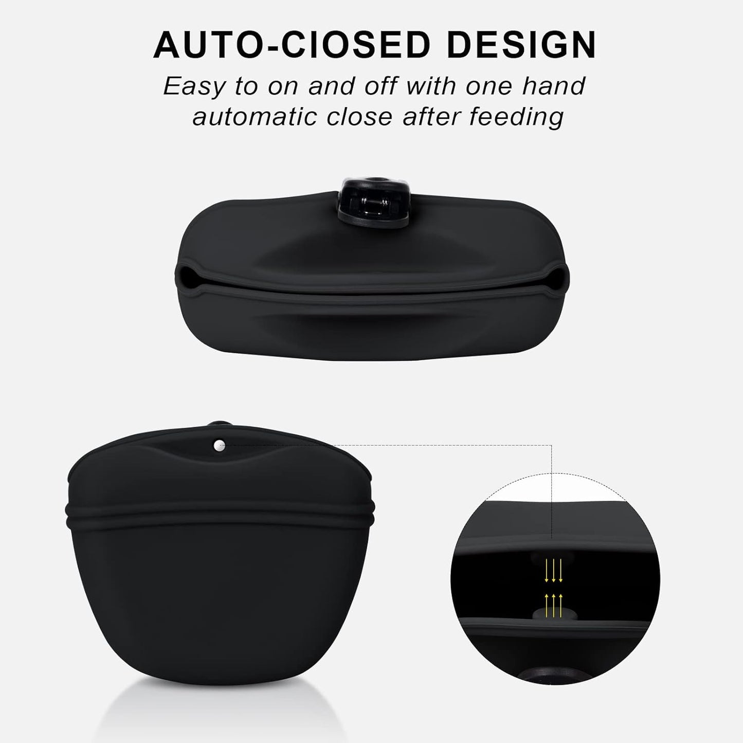 Left&Right Dog Clicker Training Kit,Silicone Dog Training Treat Pouch and Dog Clickers,Dog Treat Bag with Clicker Training for Dogs,Pet Treat Bag with Magnetic Buckle Closing and Waist Clip,Black