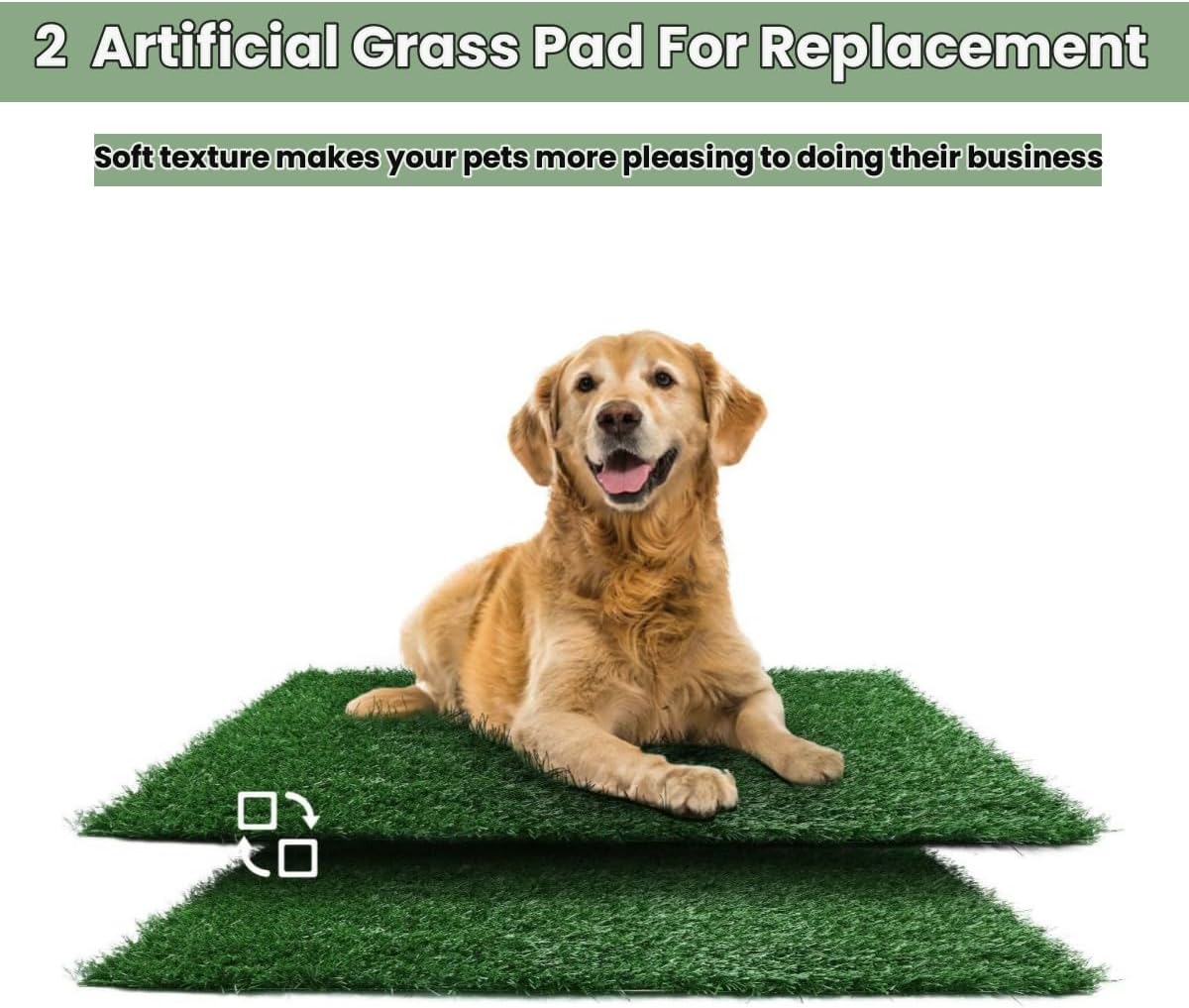 Dog Grass Puppy Training Pee Pad with Tray, Dog Potty with 2 Replacement Artificial Grass Pads, Portable Pet Toilet Washable Odor Free Little Box Indoor Outdoor Use