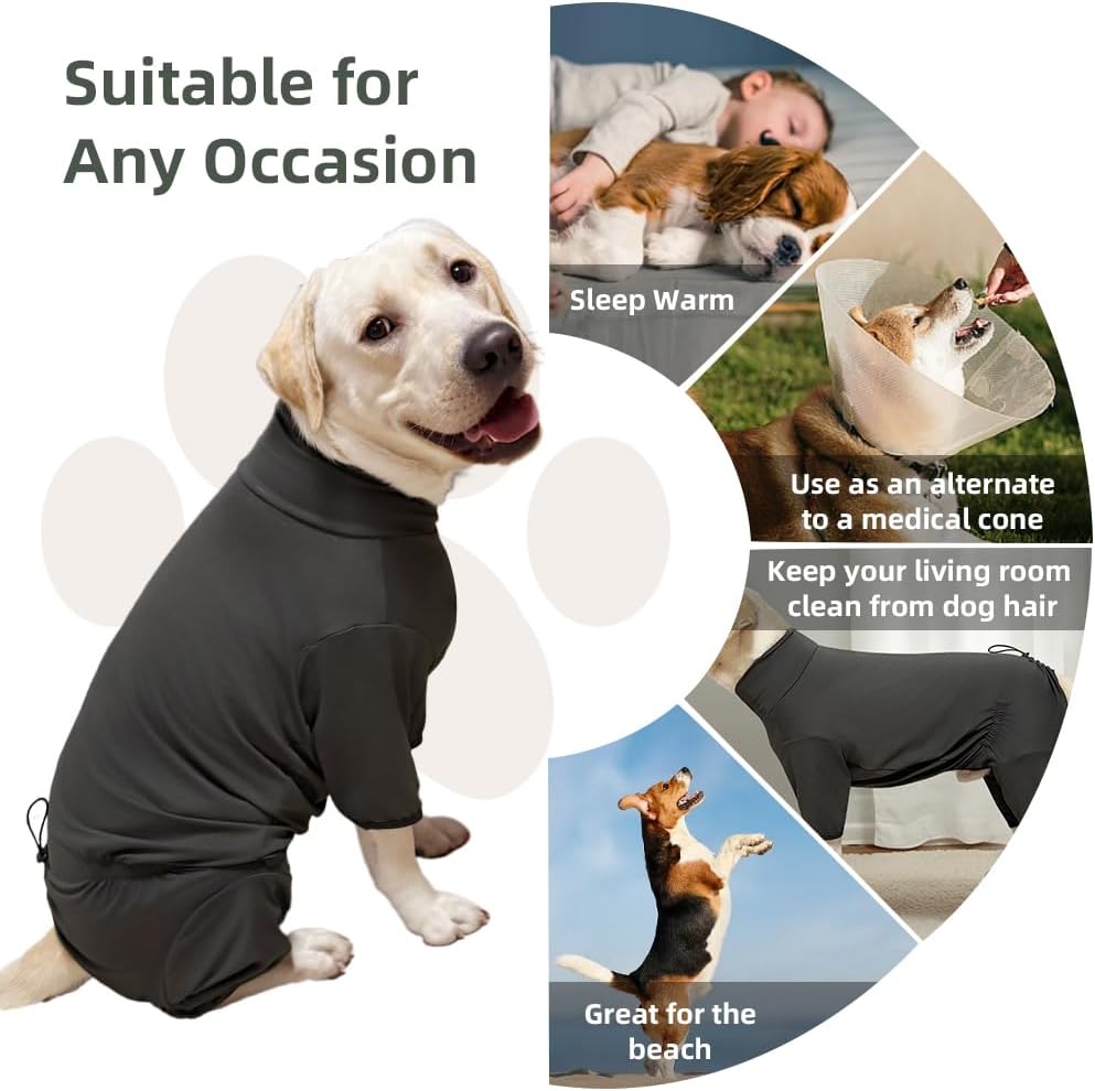 Dog Pyjamas PJS Sweater Clothes and Home Clothing Suitable for Small to Medium Breeds of Dogs, Dog Neutering Suits, Extra-Large Stretch Fabric, Four-Legged Clothes (Thin Dark Gray, XL)