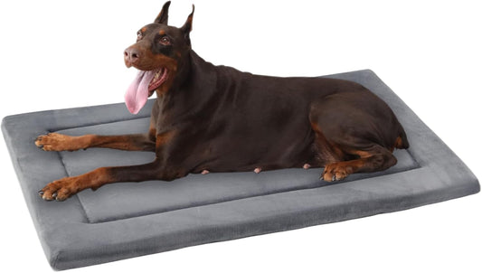 KHONSU PET Dog Bed Mat for Crate 1.1in Slim Cooling Pad Reversible Flannel & Waterproof Canva for Dogs up to 110 lbs