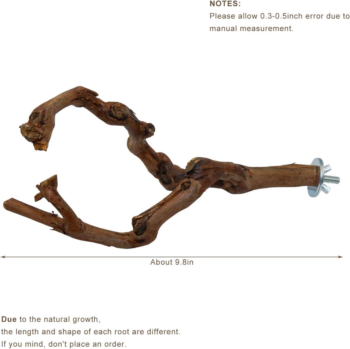 2 Packs Parrot Bird Perches,Natural Wild Grape Stick Grinding Paw Climbing Standing Cage Accessories Toy for 3-4 Parakeets, Budgies, Lovebirds,Cockatiels (Style-1)