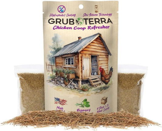 GrubTerra Coop Refresher Odor Freshener for Chicken Pen, Suitable for Chicken Waterer and Chicken Feeder, Smell Control Solution for Clean and Fresh Chicken Living Environment