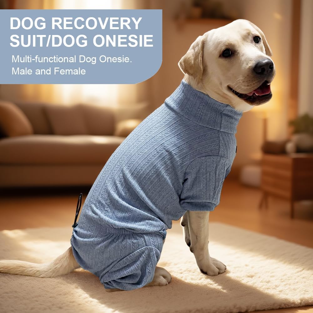 Dog Pyjamas PJS Sweater Clothes and Home Clothing Suitable for Medium to Large Breeds of Dogs, Dog Neutering Suits, Extra-Large Stretch Fabric, Four-Legged Clothes(Sweater Blue, XL)