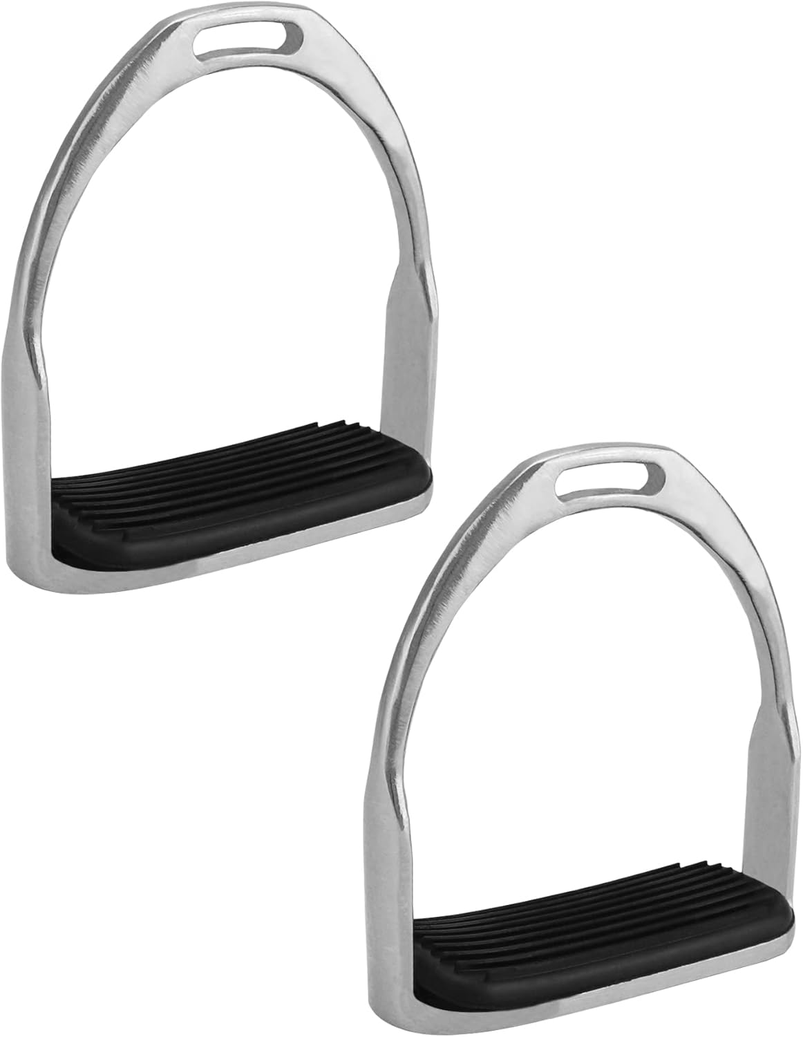 QWORK Horse Riding Stirrups, Hose Saddle, Safety Stirrup, Stainless Steel English Riding Protection Saddle, Knee Ankle Stress Pain Relief, 1 Pair