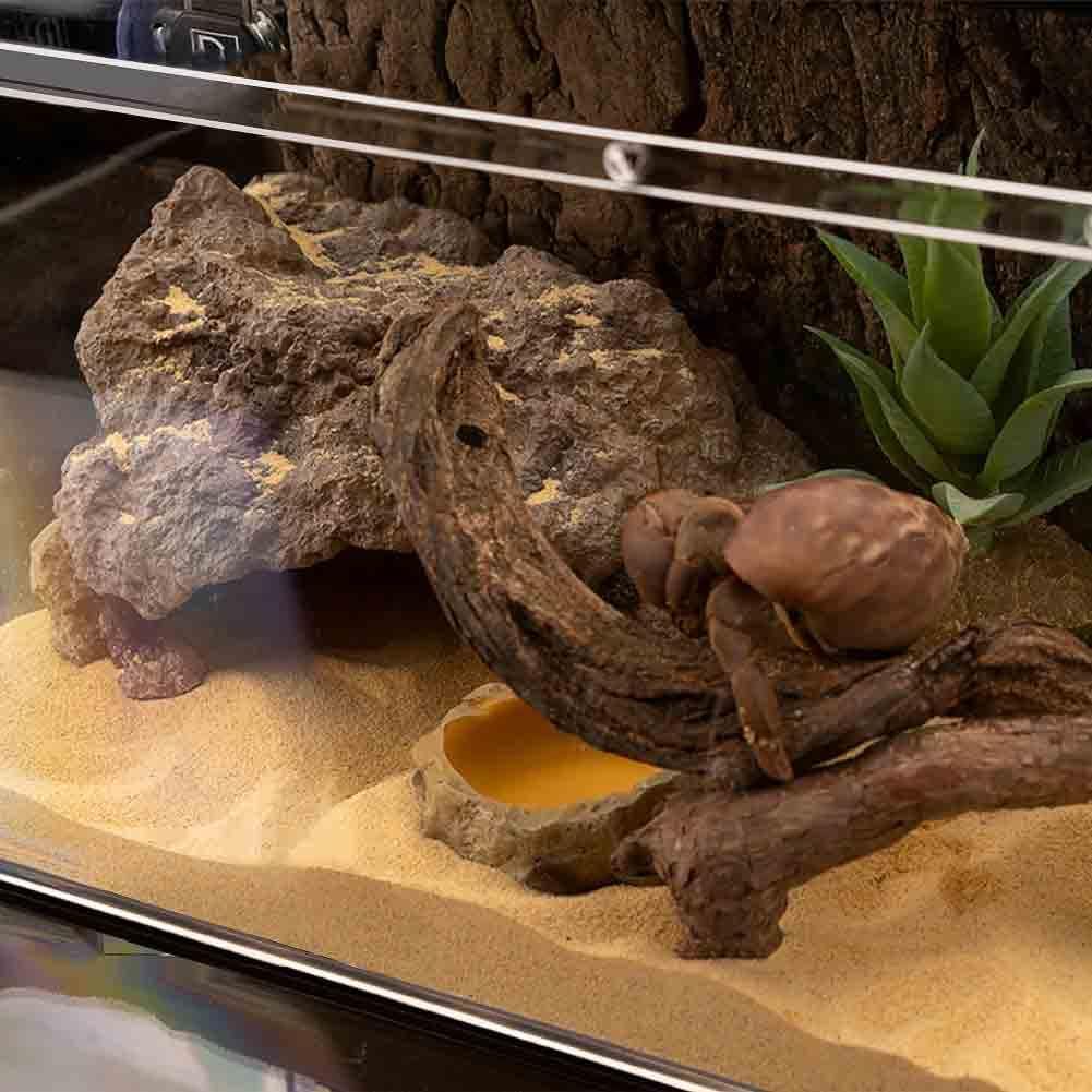 Reptile Simulation Rock Cave Hideouts Terrarium Habitat Décor Bearded Dragon Hideout for Turtles Lizards Snakes Crab (Medium)