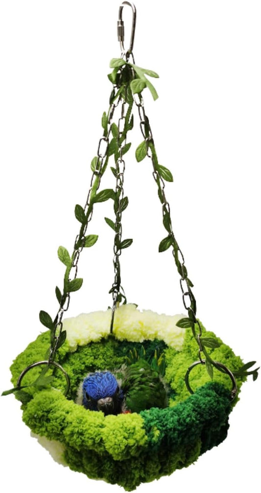 Bird Nest Hanging Hammock Bed Toy for Small Medium Pet Parrot Parakeet Cockatiel Conure Cockatoo Amazon Lovebird Budgie Finch Canary Hamster Rat Gerbils Chinchilla Cage Stand Perch (Multicolor)