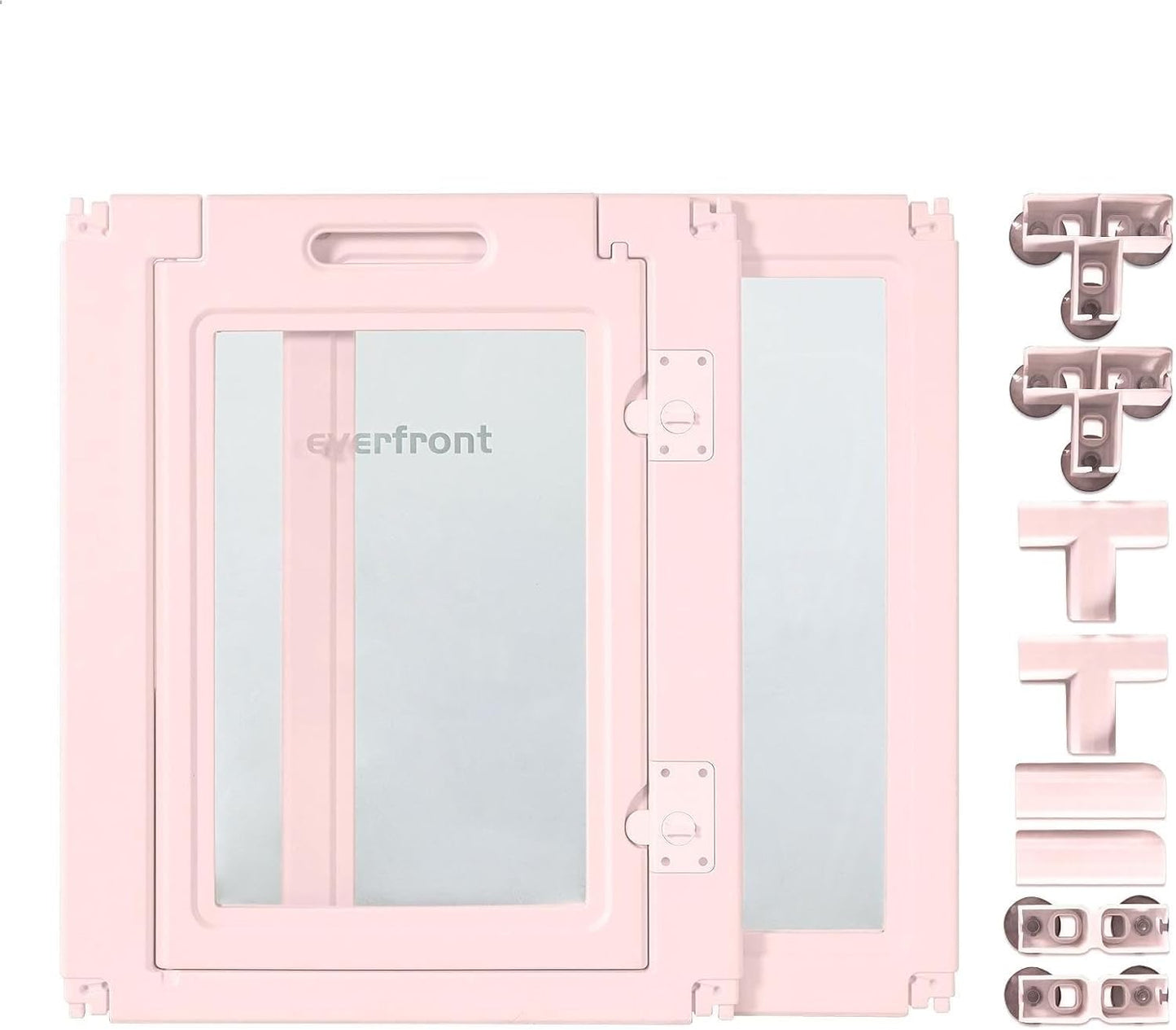 30.3“H 2PCS Extension Kit - Door+Panel, T-Buckles for Compartment, Expandable Clear Dog Play Pen Acrylic Dog Playpen Indoor,for Puppy Cat Bunny Small & Medium Dogs (Pink-30.3" H, 2PCS)