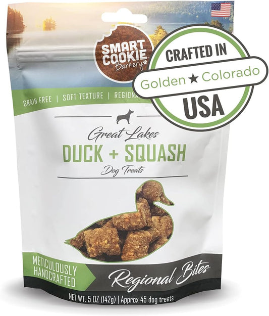 Smart Cookie All Natural Soft Dog Treats - Duck & Squash - Training Treats for Dogs with Allergies or Sensitive Stomachs - Grain Free Dog Treats, Chewy, Human-Grade, Made in USA - 5oz Bag