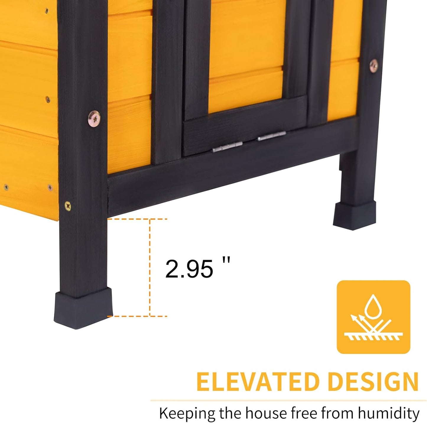 GEGURI Outdoor Cat House Weatherproof, Rabbit Hutch & Indoor Bunny Cage, Wooden Shelter for Feral Cats, Rabbits, Chickens & Small Animals