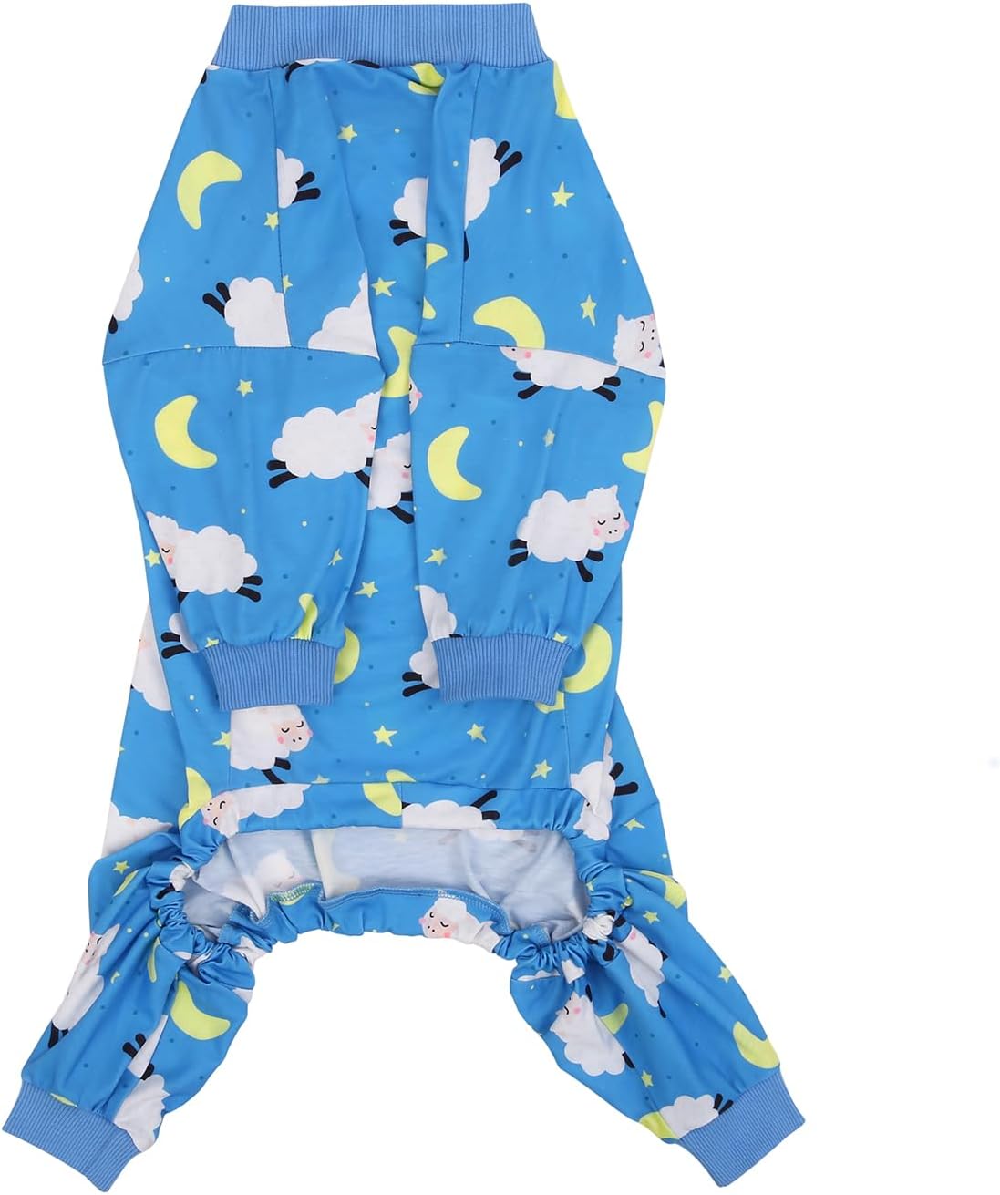 HDE Dog Pajamas One Piece Jammies Jumpsuit Pet Clothes Outfit Stretchy Lightweight Comfy Shirt Pjs for M-3XL Dogs Counting Sheep - M