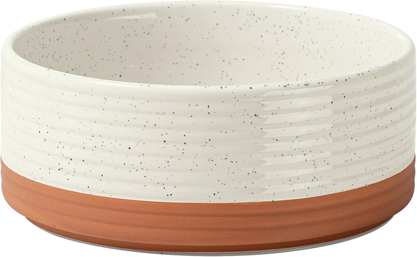 Ceramic 7.3inch Dog Bowl for Medium Breed Dogs, Anti-Slip and Weighted Pet Food and Water Dishes(Single Bowl, Vanilla White)