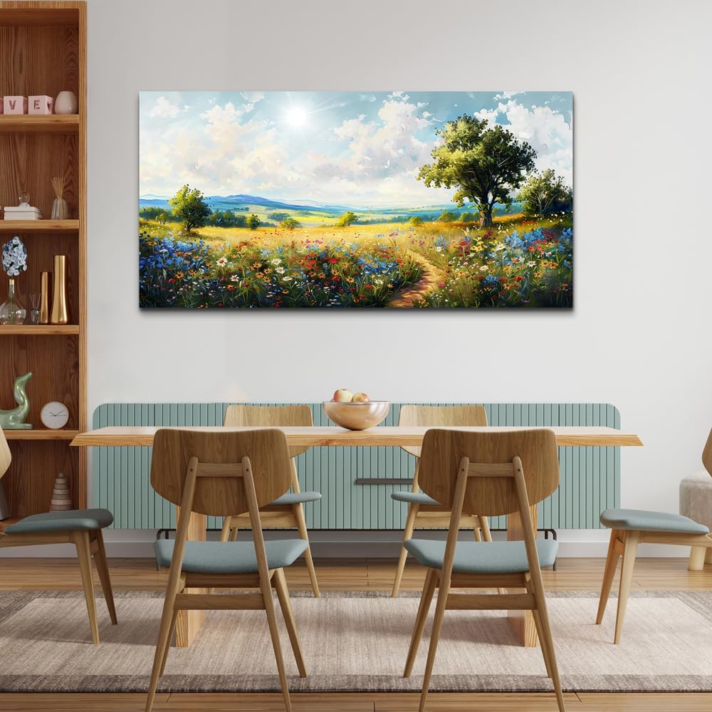 hyidecorart Nature Field Scenery Abstract Painting Framed Wall Art For Living Room Bedroom Wall Decor Pictures Artworks Modern Wall Decorations For Office Canvas Prints Home Art Decor Ready To Hang