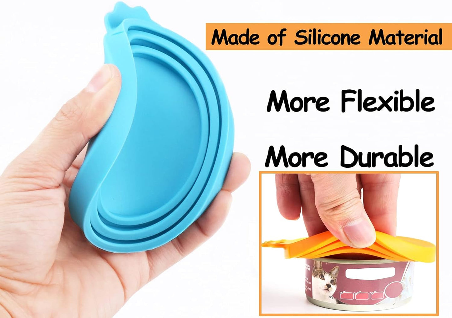 Comtim Pet Food Can Cover Silicone Can Lids for Dog and Cat Food(Universal Size,One fit 3 Standard Size Food Cans) (Blue/Purple)