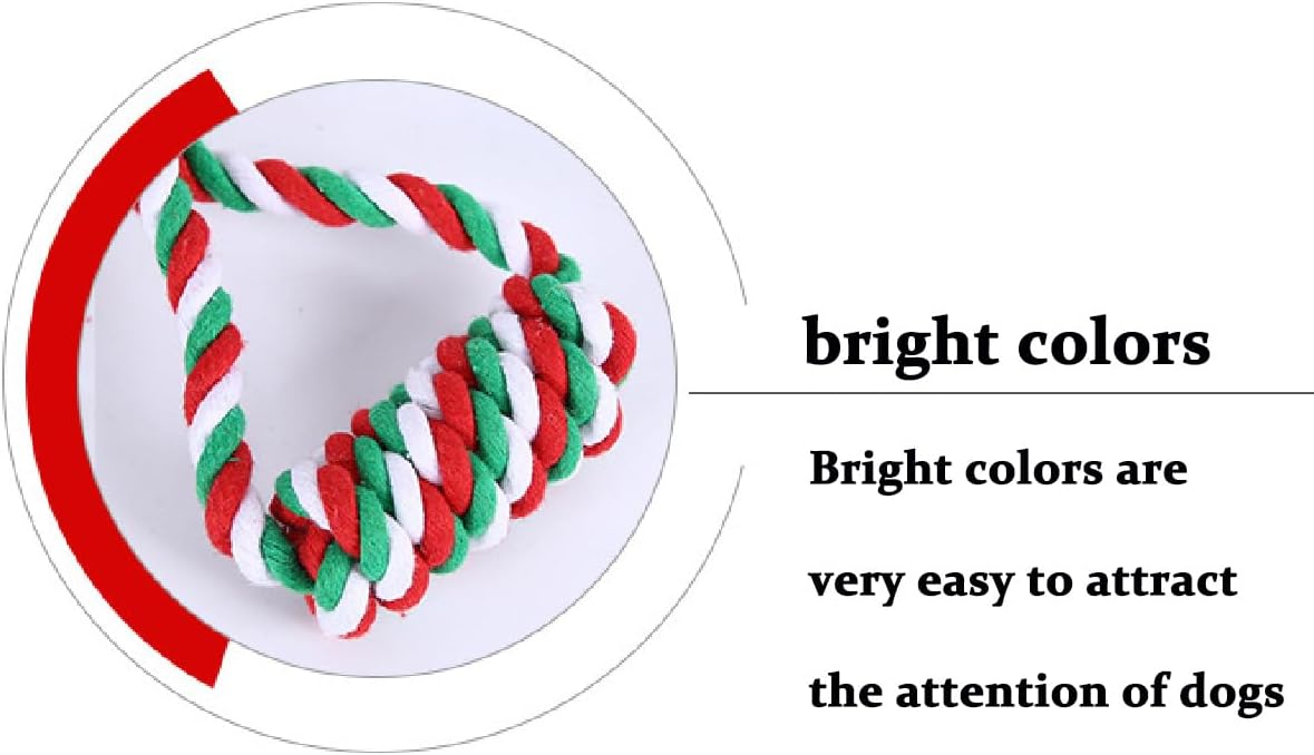 Chew Toys for Small and Medium Dogs - Teeth Cleaning, Gum Massage, Boredom Relief - Christmas Ball Rope Toy Set of 4