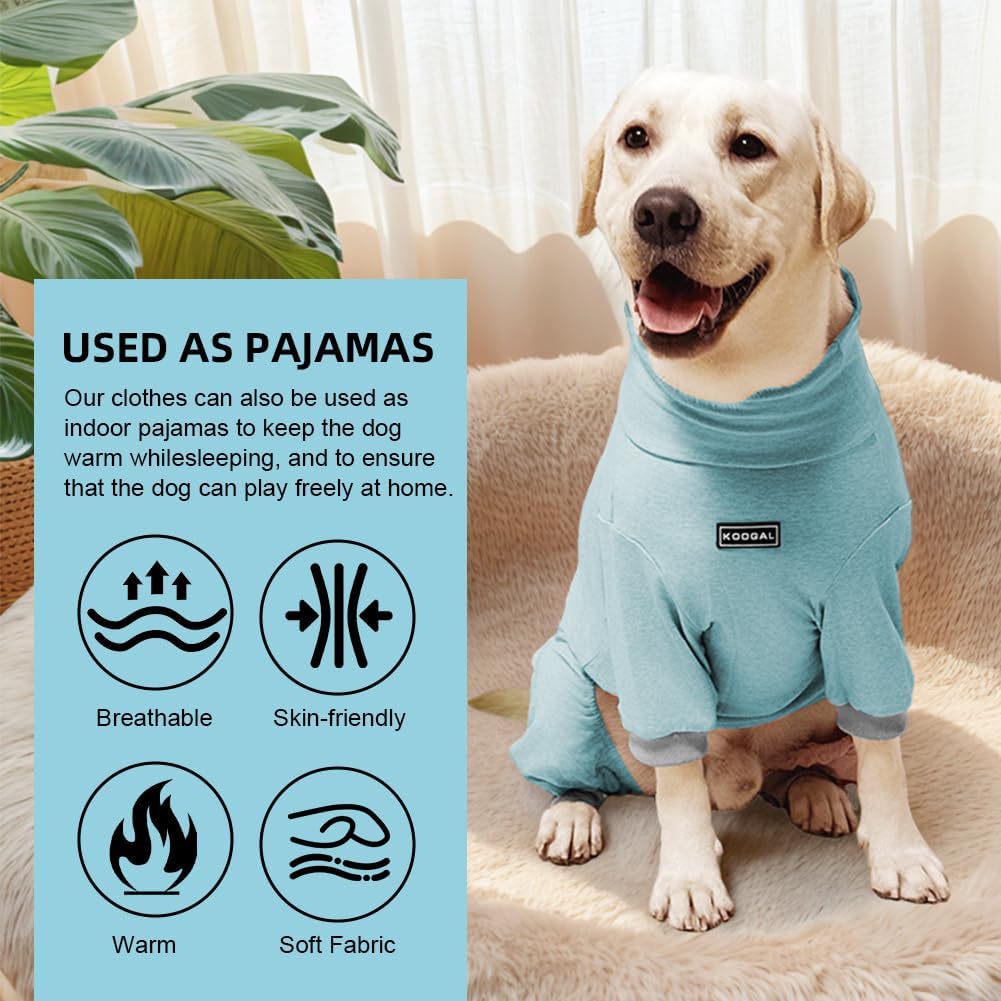 Dog Pyjamas PJS Sweater Clothes and Home Clothing Suitable for Small to Medium Breeds of Dogs, Dog Neutering Suits, Extra-Large Stretch Fabric, Four-Legged Clothes(Thin Blue, L)