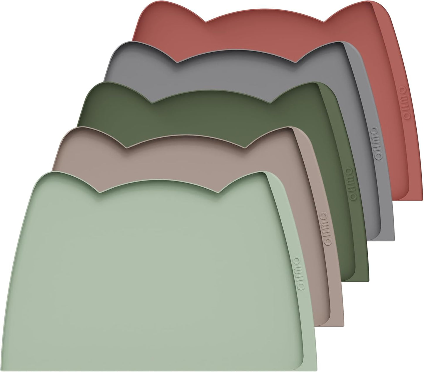 OHMO Dog Food Mat(Sage Green, 24 * 15'') w/Residue Collection Pocket Silicone Pet Feeding Mat for Floor High Edges Anti Spills Waterproof Cat Water Bowl Tray, Easy Clean Placemat